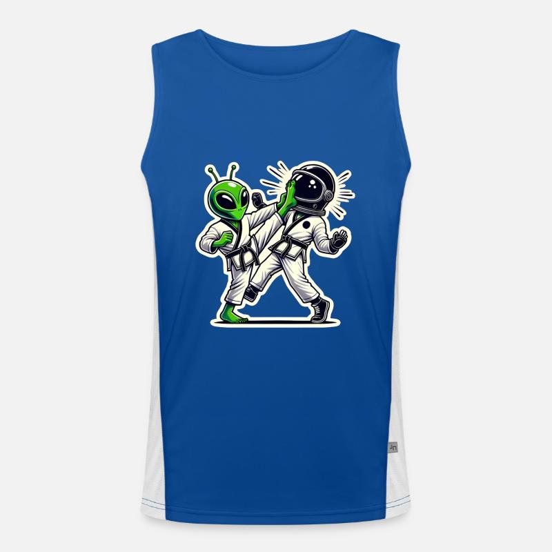 Alien vs Astronaut Karate Kampf Funktionelles Kontrast-Tank Top für Männer 