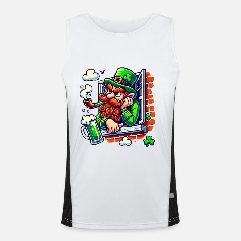 Grumpy Leprechaun Window Sticker Men's Functional Contrast Tank Top 