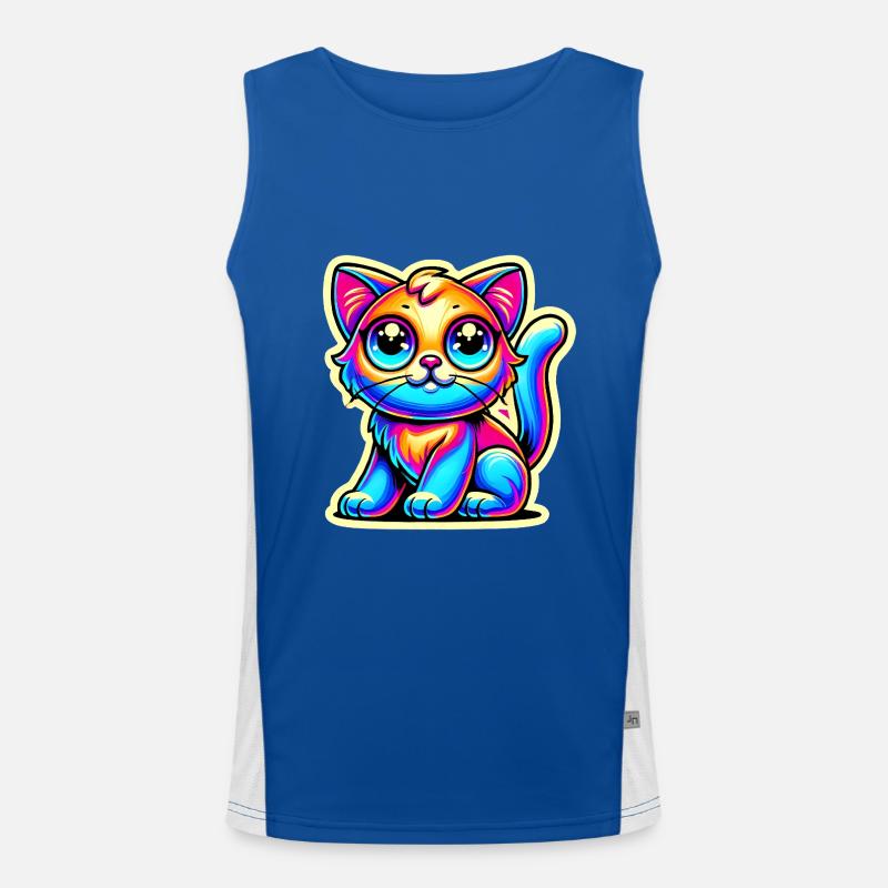 Neon Glow Crazy Cat Design Débardeur respirant contrasté Homme 