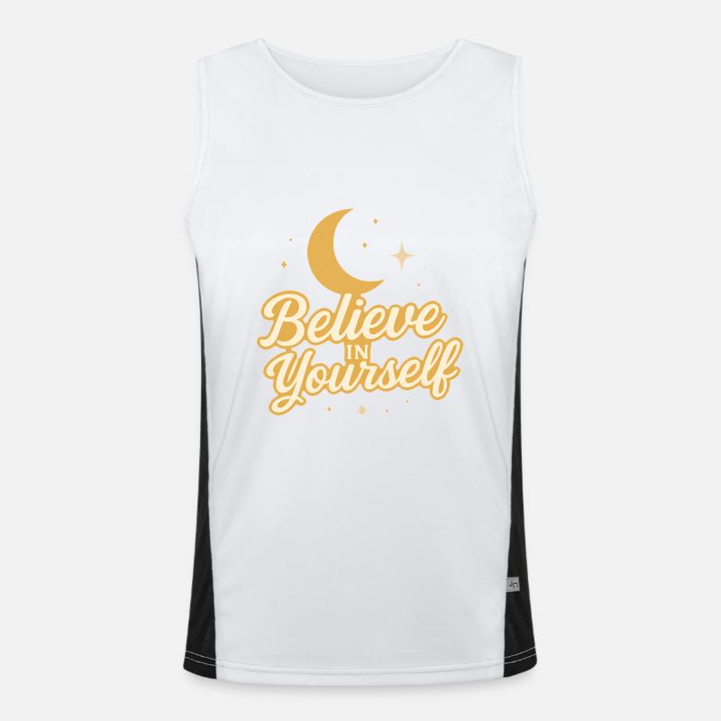 Glaube an dich selbst Himmlisches Design Funktionelles Kontrast-Tank Top für Männer 