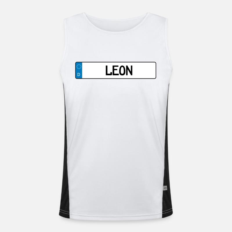 Leon Namensschild Geschenk Funktionelles Kontrast-Tank Top für Männer 