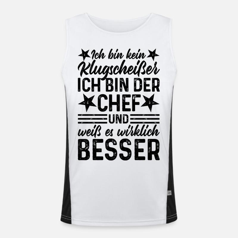 Chef lustiger Spruch Ich bin kein Klugscheißer Funktionelles Kontrast-Tank Top für Männer 