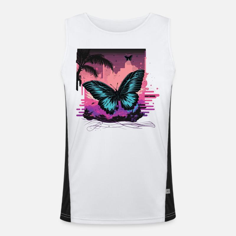 Flying Vaporwave Butterfly Men's Functional Contrast Tank Top 