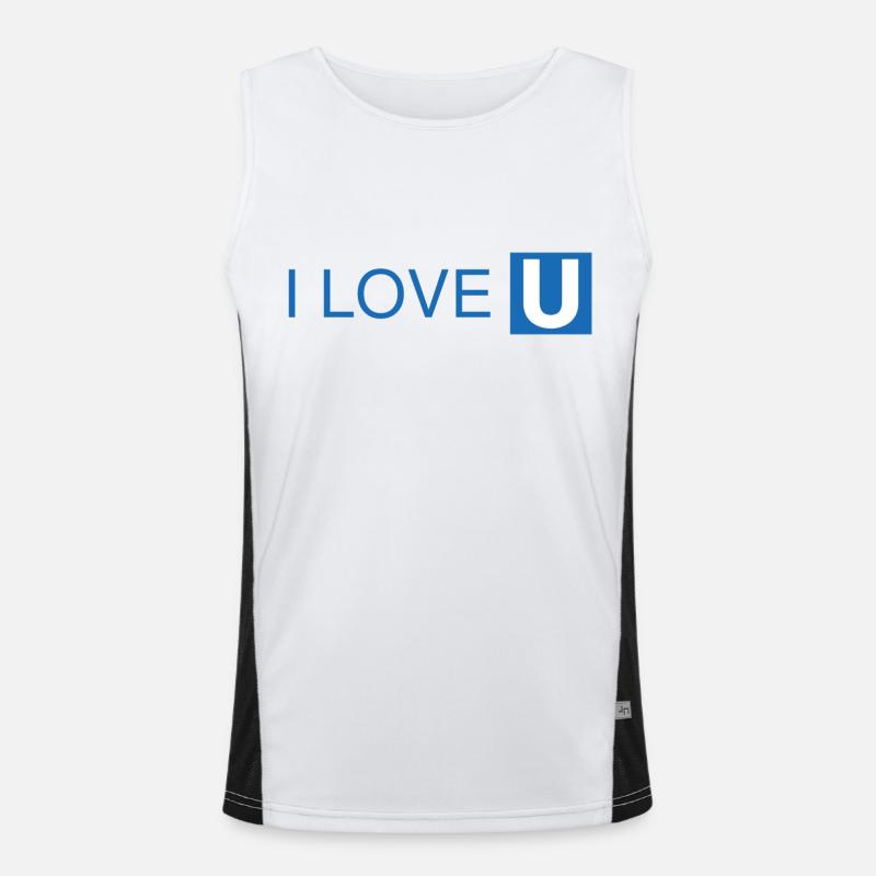I Love U-Bahn Blau Geschenkidee Funktionelles Kontrast-Tank Top für Männer 