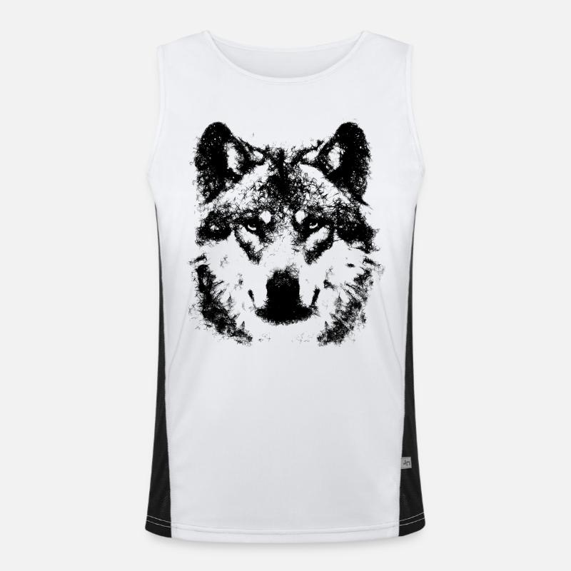 Wolf Funktionelles Kontrast-Tank Top für Männer 