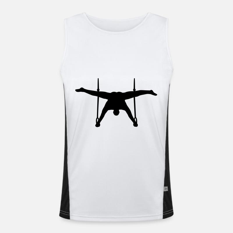 Turnen an den Ringen, dynamisch und schwarz Funktionelles Kontrast-Tank Top für Männer 