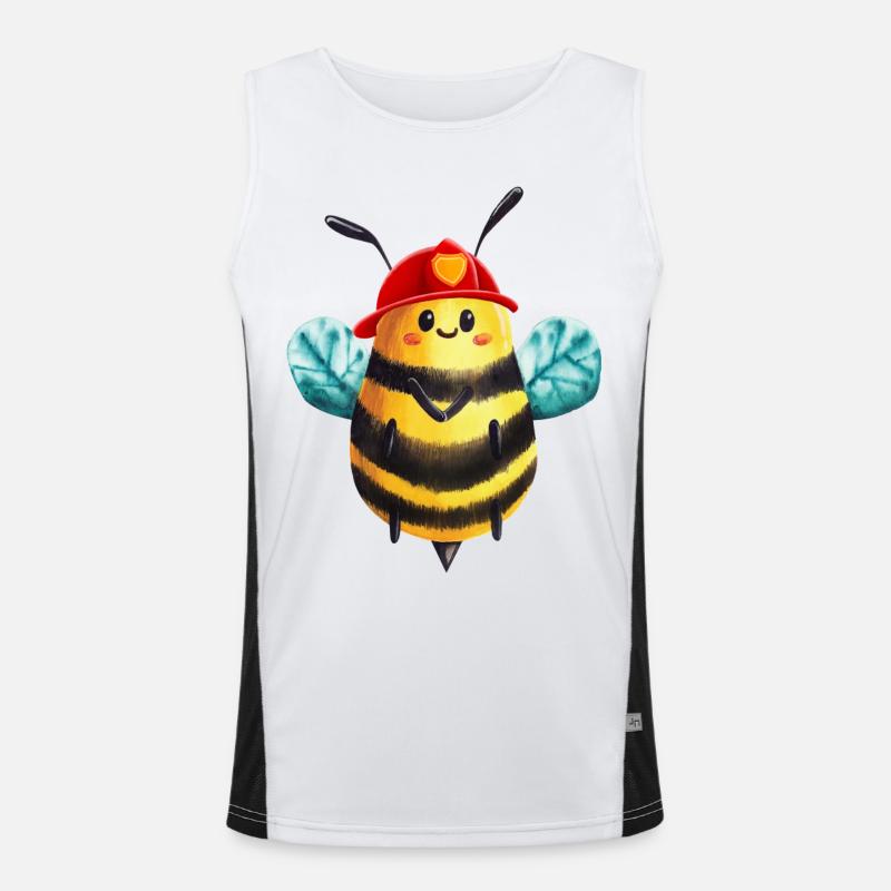 Biene Bee Herz Honig Imker Bee Sommer Comic Funktionelles Kontrast-Tank Top für Männer 