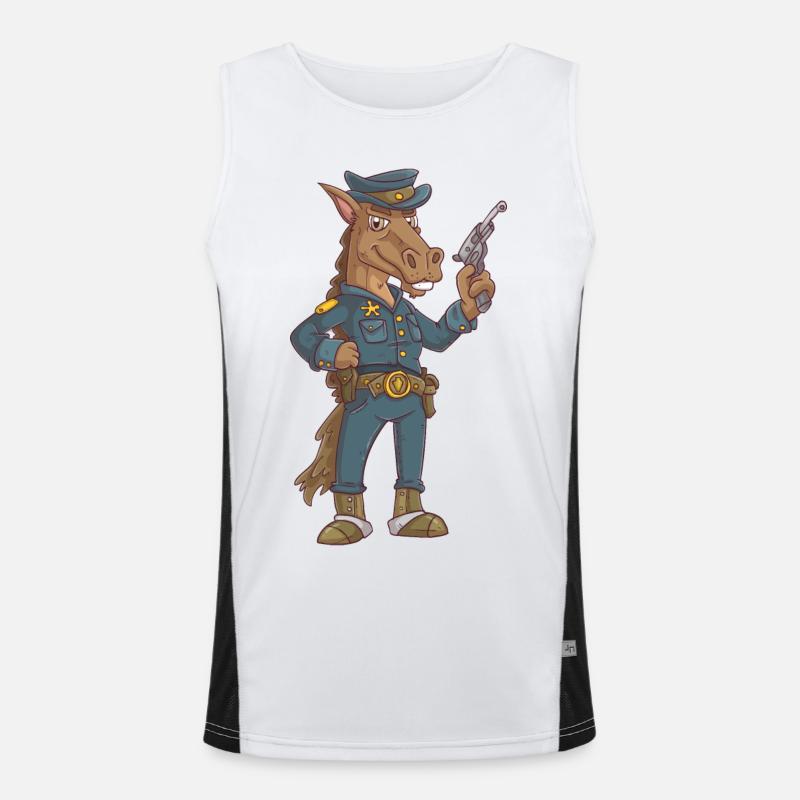 Polizei Pferd Funktionelles Kontrast-Tank Top für Männer 