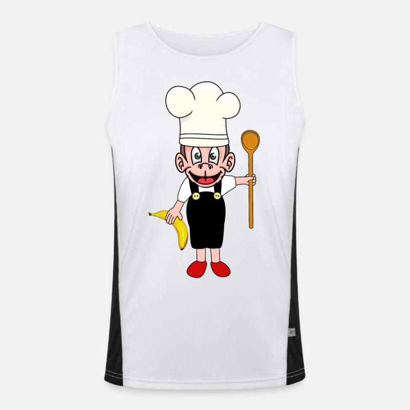 Monkey Bananas Kitchen Cooking Hobby Chef Monkey Men's Functional Contrast Tank Top 