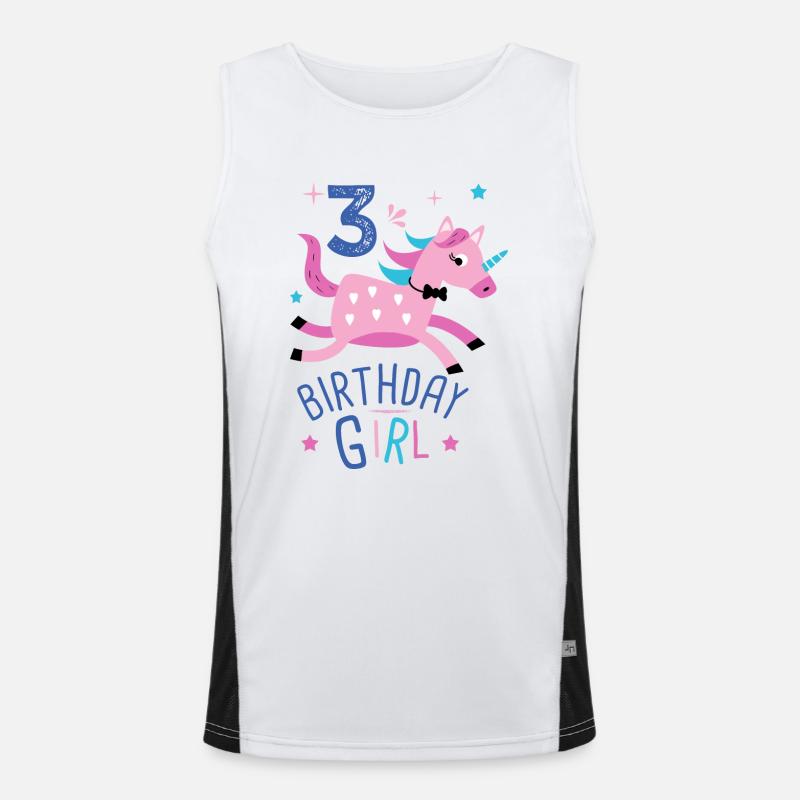 3. Geburtstag Mädchen 3 Jahre Licorn Einhorn Funktionelles Kontrast-Tank Top für Männer 