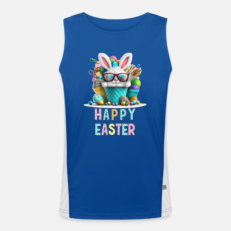 Merry Easter - Happy Easter Bunny Men's Functional Contrast Tank Top 