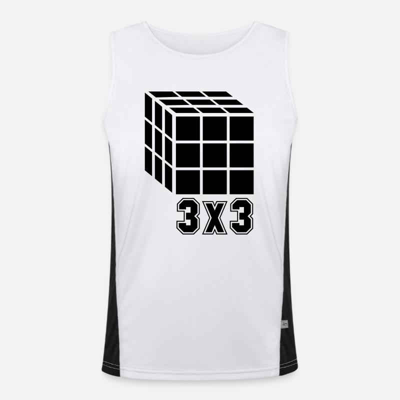 3x3 Cube Cube - Men's Functional Contrast Tank Top  - white/black
