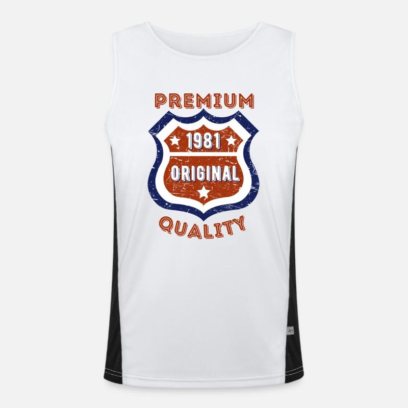 Premium quality 1981 - Men's Functional Contrast Tank Top  - white/black