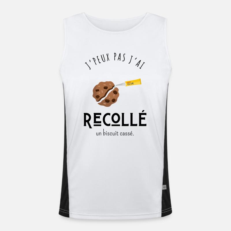 I can't I glued back a broken biscuit - humor Men's Functional Contrast Tank Top 