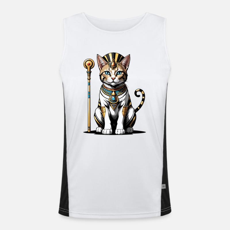 Cat Pharao Katze Ägypten Pyramide Geschenk Funktionelles Kontrast-Tank Top für Männer 