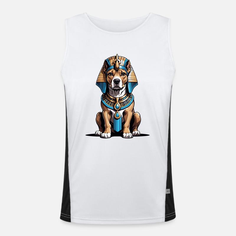Chien Pharaon Chien Égypte Pyramide Cadeau Débardeur respirant contrasté Homme 