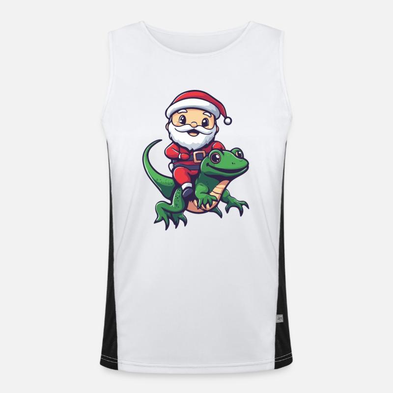 Echse Weihnachtsmann Cartoon Funktionelles Kontrast-Tank Top für Männer 