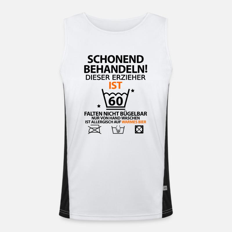 60. Geburtstag Erzieher lustig mit Spruch Funktionelles Kontrast-Tank Top für Männer 