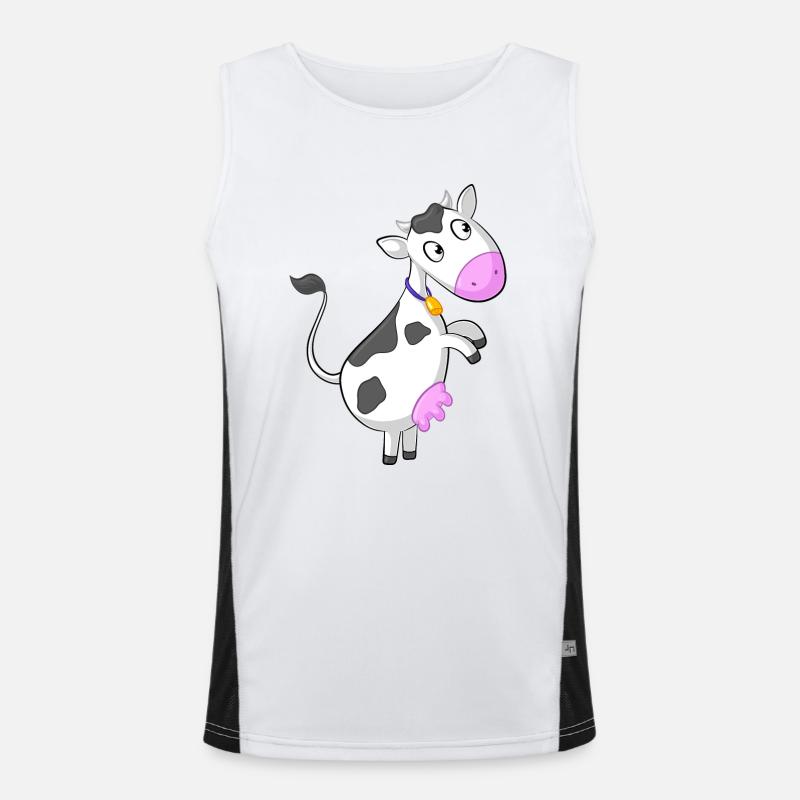 Neugierige Comic Kuh Funktionelles Kontrast-Tank Top für Männer 
