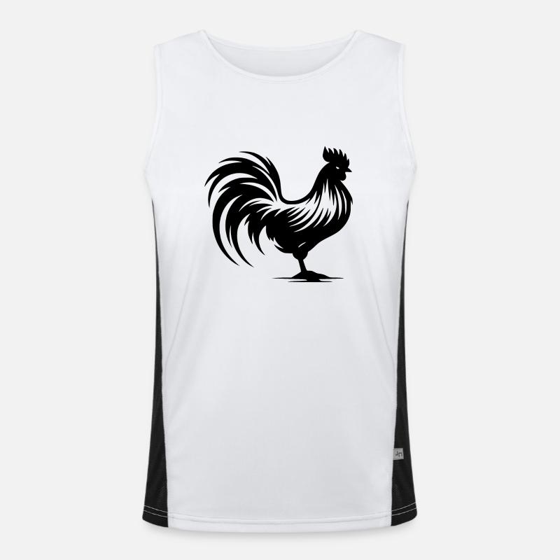 Hühnerhof Gockel Rassehahn Tattoo Style Funktionelles Kontrast-Tank Top für Männer 