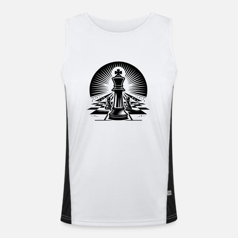 Schachbrett mit Schachfiguren König und Bauern Funktionelles Kontrast-Tank Top für Männer 