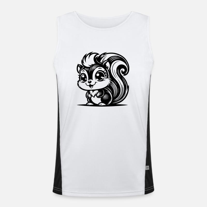 Cute smiling squirrel with huge eyes Men's Functional Contrast Tank Top 