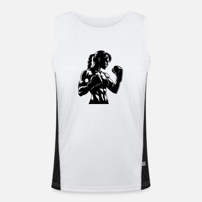 Boxer with gloves in concentrated posture Men's Functional Contrast Tank Top 