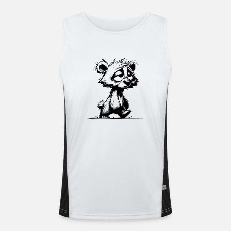 A very tired fuzzy bear after getting up Men's Functional Contrast Tank Top 