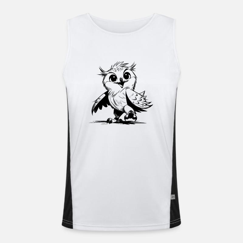 Dancing Baby Owl Pencil Sketch Men's Functional Contrast Tank Top 