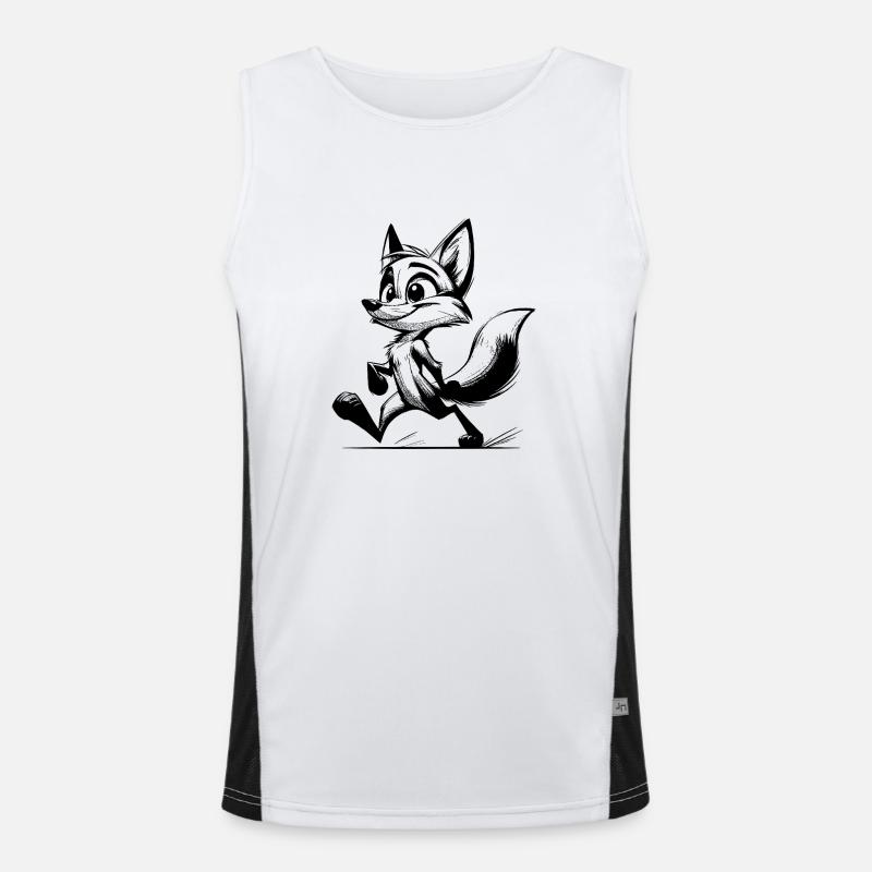 Fox Drawing Sly Fox - Men's Functional Contrast Tank Top  - white/black