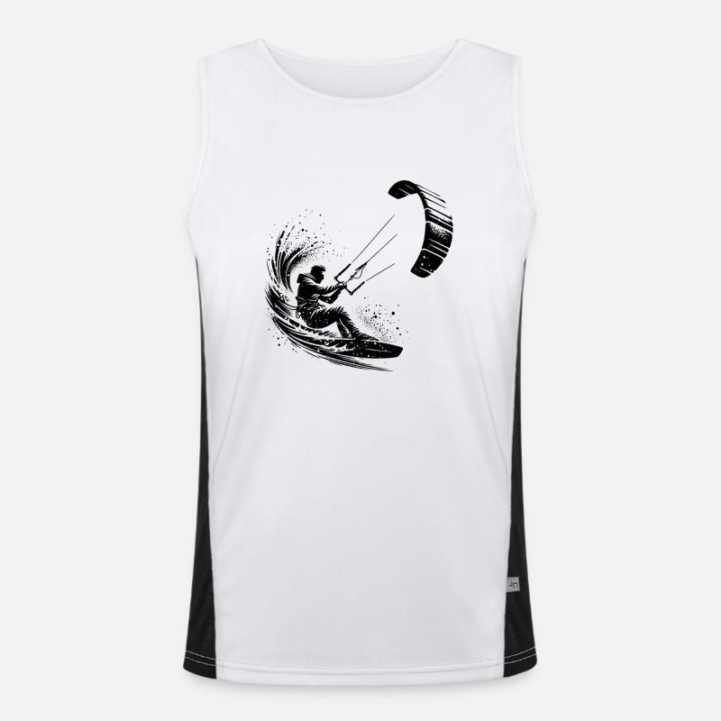 Sport Kite Surfer Water Splash and Kite Men's Functional Contrast Tank Top 