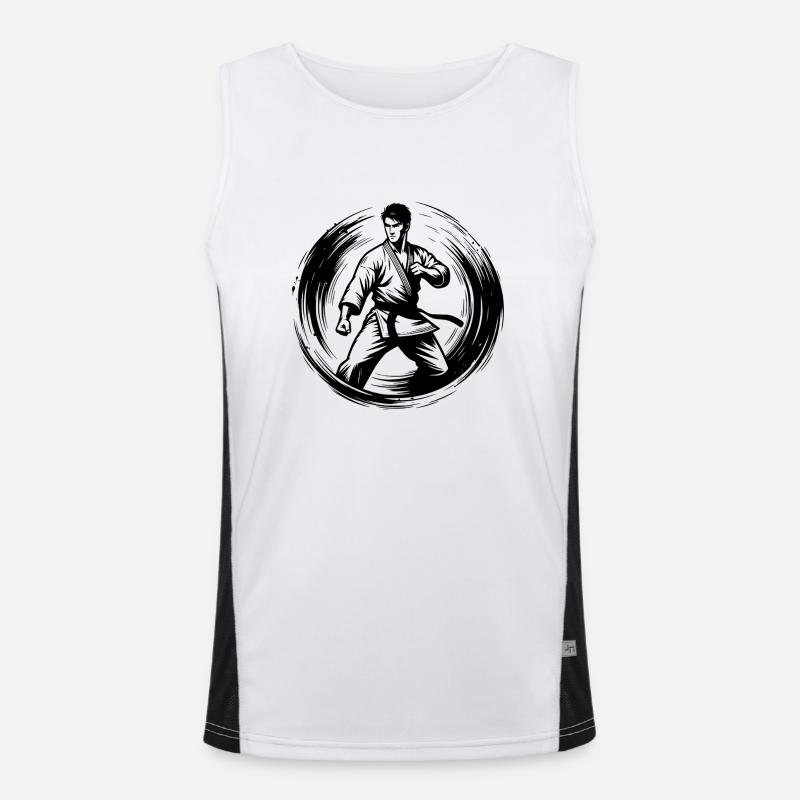 Tattoo Karateka Tradition with Discipline and Power Men's Functional Contrast Tank Top 