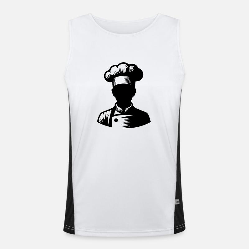 Chef and Kitchen Silhouette Portrait Men's Functional Contrast Tank Top 