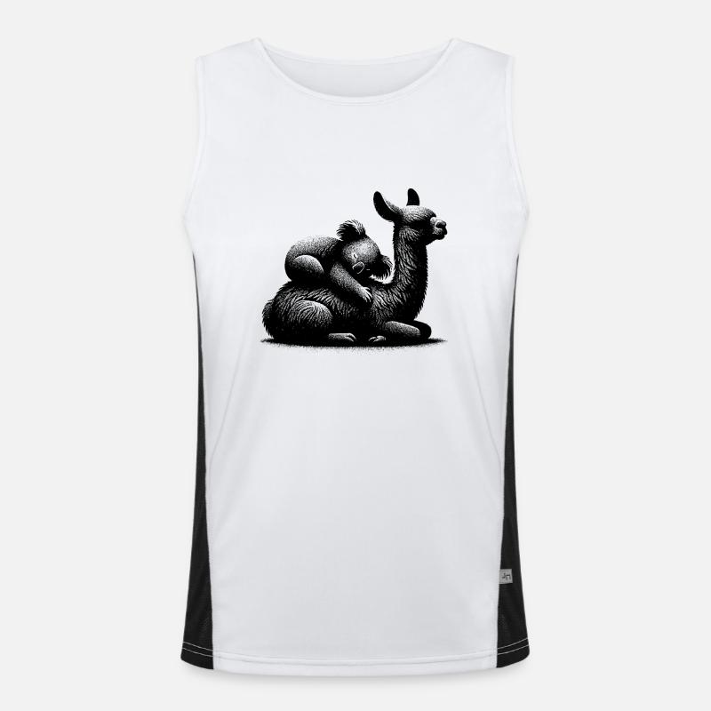 Süsses Lama mit einem schlafendem Koala Funktionelles Kontrast-Tank Top für Männer 