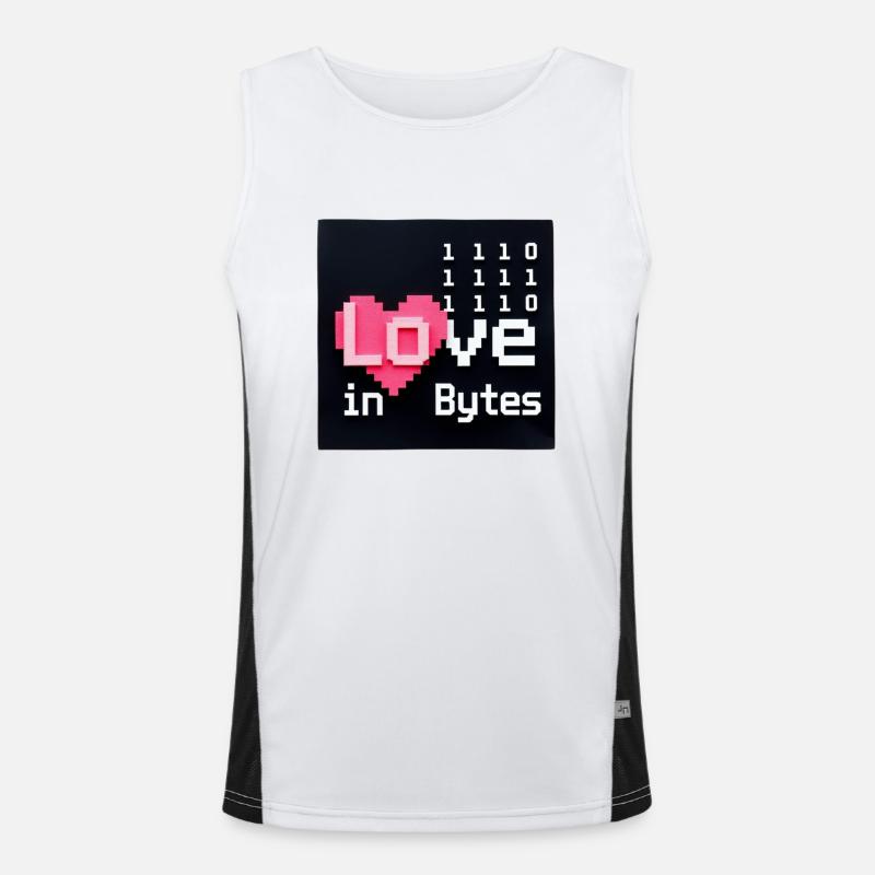 Liebe in Bytes Pixel Art Funktionelles Kontrast-Tank Top für Männer 