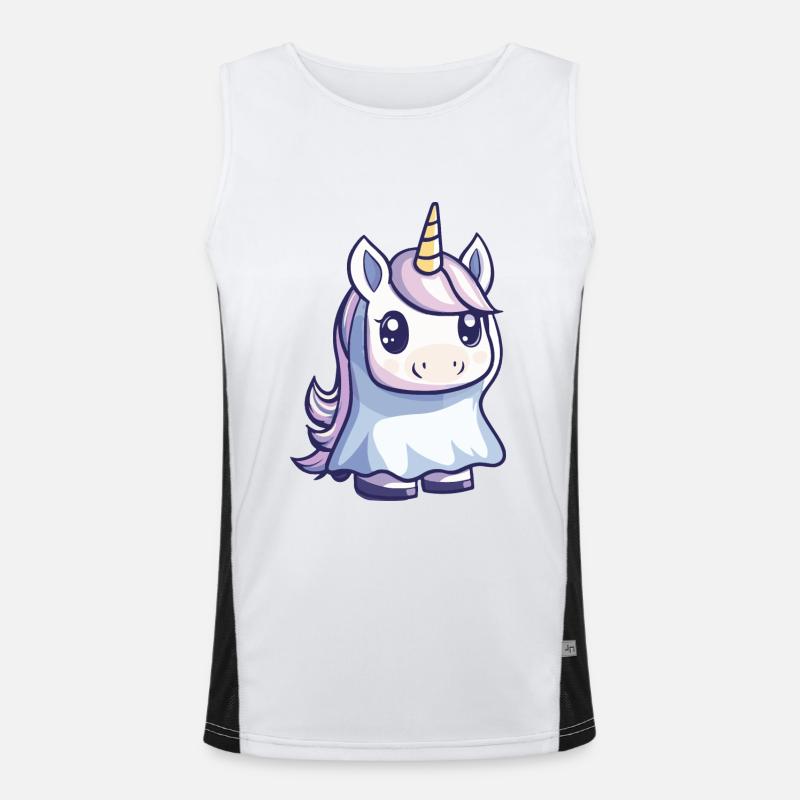 Einhorn Halloween Comic Geist Funktionelles Kontrast-Tank Top für Männer 