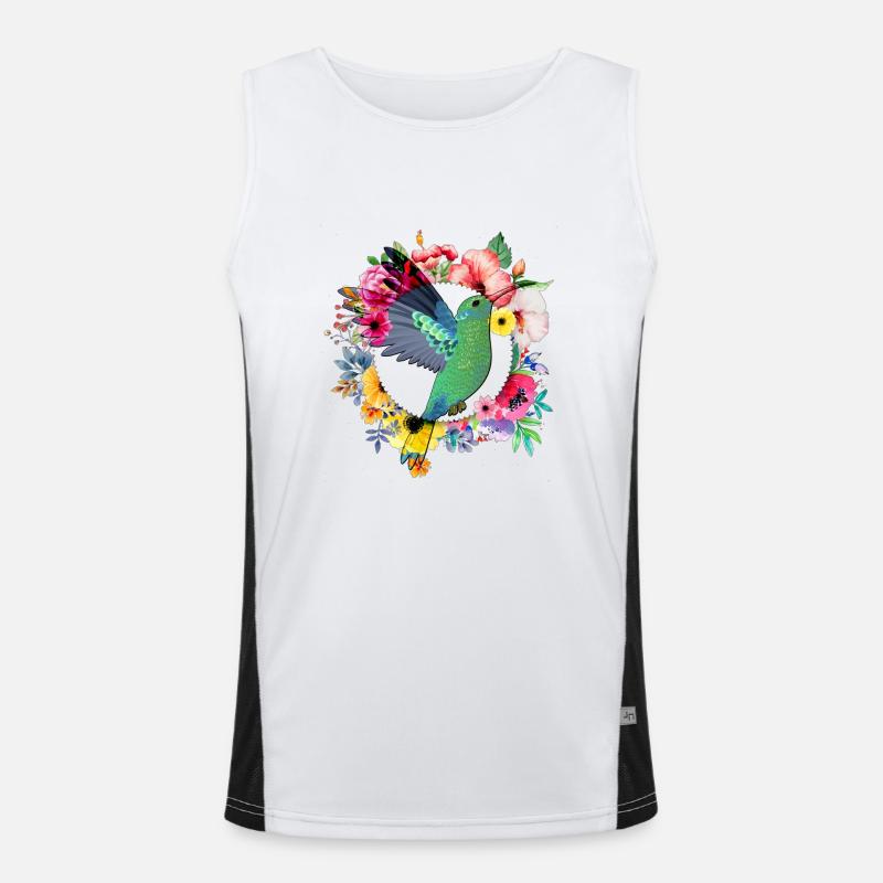 Colibri fleurs fleurs bouquet Débardeur respirant contrasté Homme 
