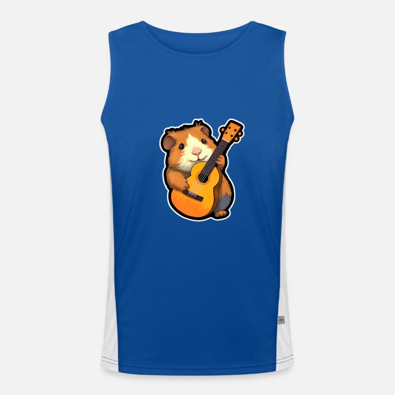 Meerschweinchen mit Gitarre Funktionelles Kontrast-Tank Top für Männer 