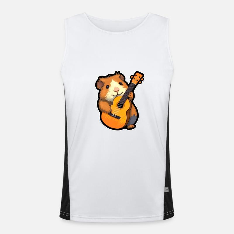 Meerschweinchen mit Gitarre Funktionelles Kontrast-Tank Top für Männer 