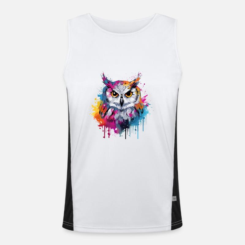 Eule Abstrakte Kunst Künstlerischer Vogel Funktionelles Kontrast-Tank Top für Männer 