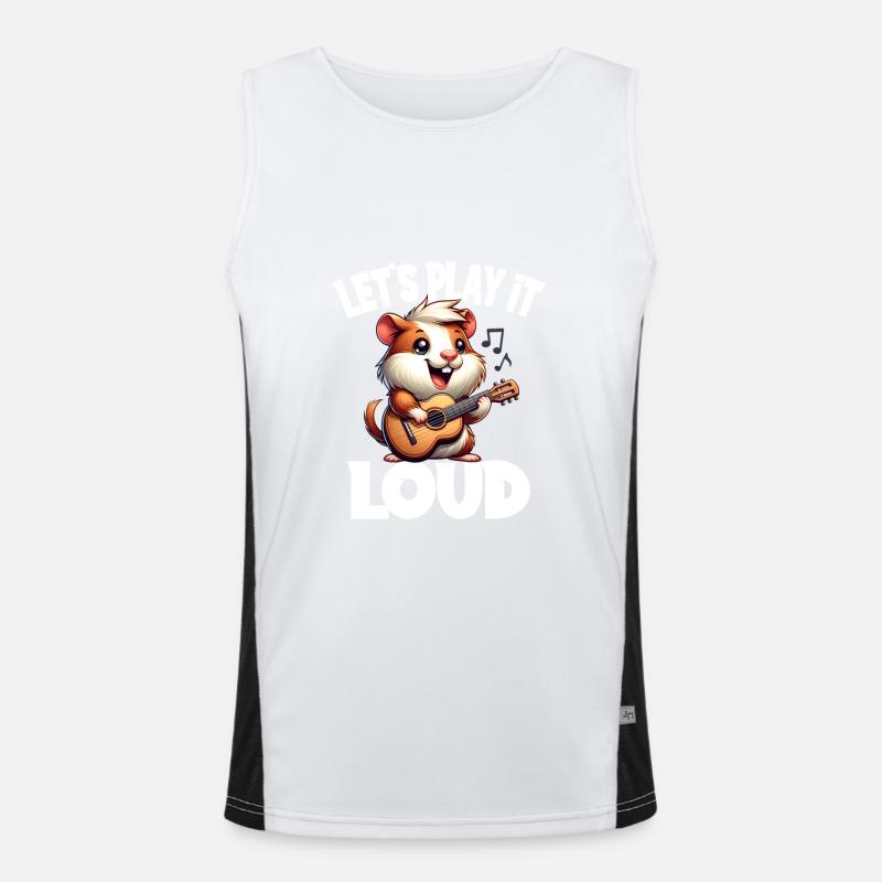 Hamster Musiker Let's Play It Loud Gitarre Funktionelles Kontrast-Tank Top für Männer 