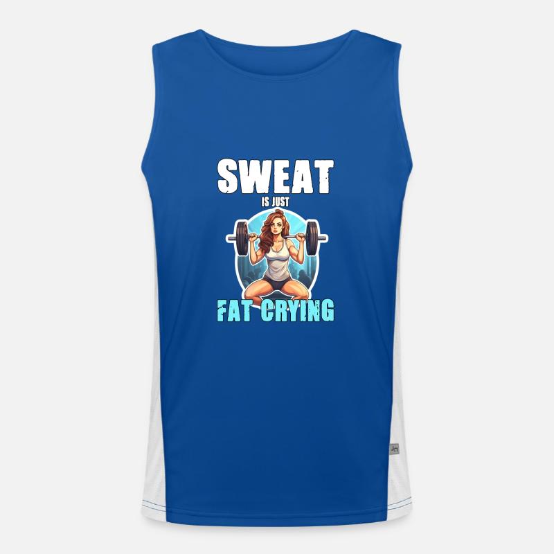 Lustige Katze Workout Sweat Is Just Fat Crying Funktionelles Kontrast-Tank Top für Männer 