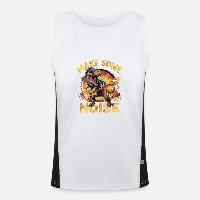 Lärm machen Brüllender Dinosaurier Gitarre Funktionelles Kontrast-Tank Top für Männer 