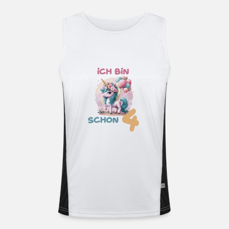 Magisches Einhorn Ballon 4 Geburtstag Vierter Funktionelles Kontrast-Tank Top für Männer 