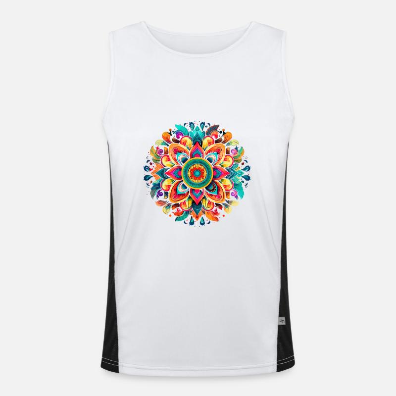Buntes Mandala Lebendiges Blumenmuster Funktionelles Kontrast-Tank Top für Männer 
