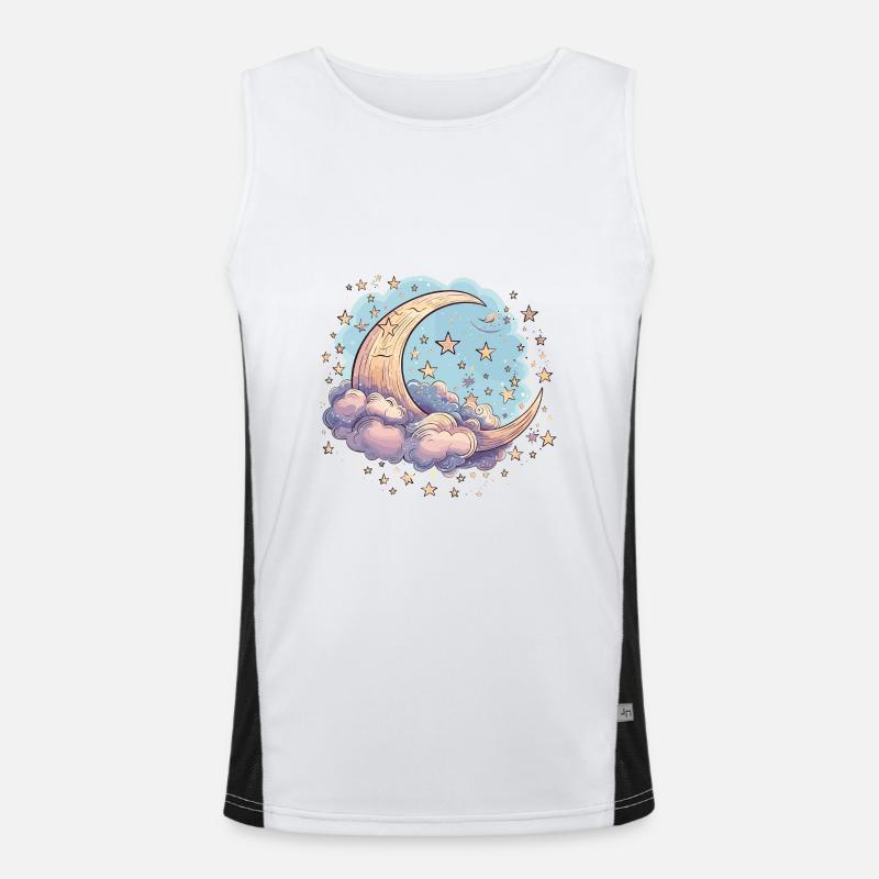 Himmlischer Mond Raum Sternenhimmel Nacht Himmel Funktionelles Kontrast-Tank Top für Männer 