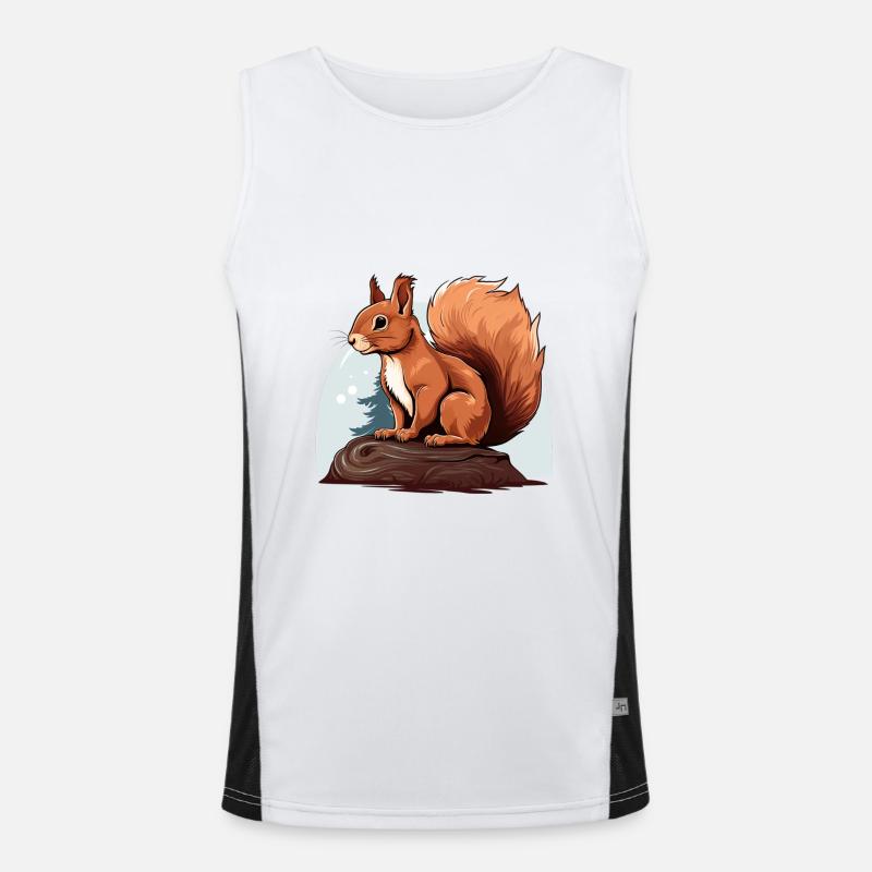 Herbst Eichhörnchen Wald Szene Funktionelles Kontrast-Tank Top für Männer 
