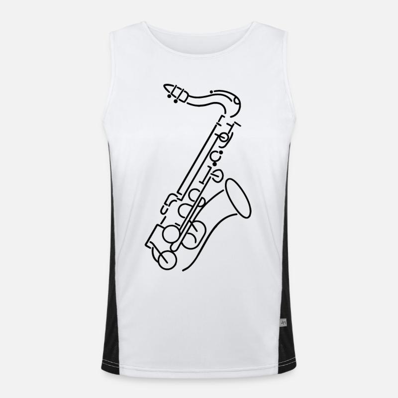 Saxophone Drawing Men's Functional Contrast Tank Top 