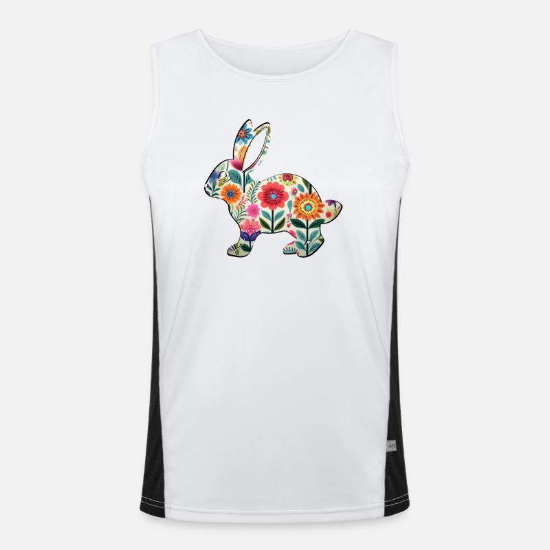 Florale Osterhasen-Silhouette - Boho Chic Funktionelles Kontrast-Tank Top für Männer