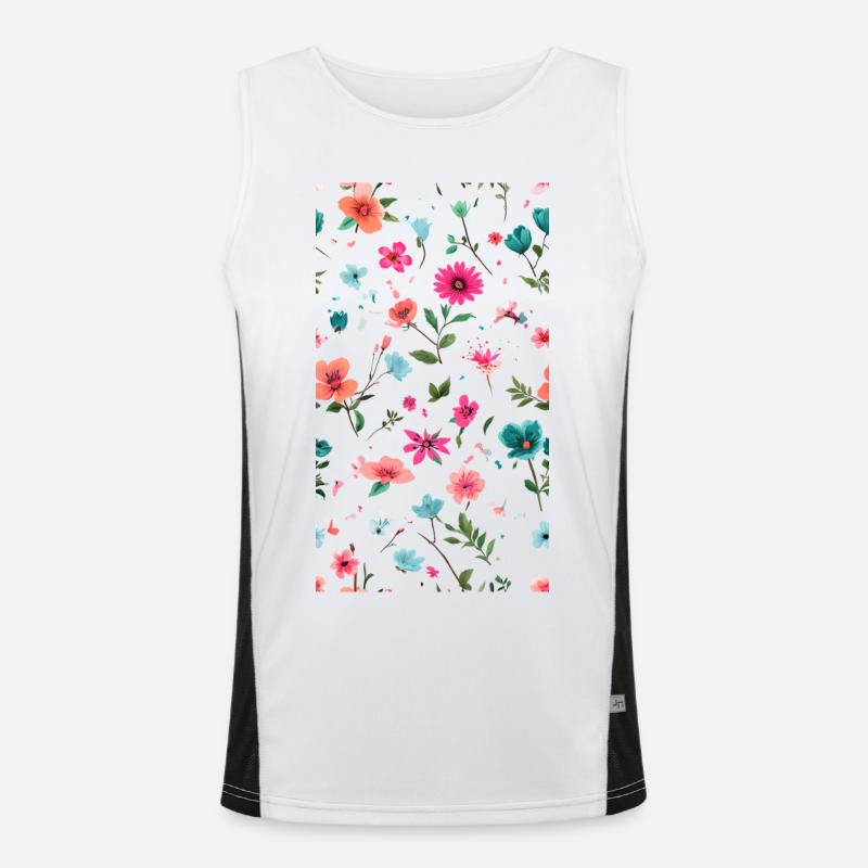 Lebendiges Blumenmuster Kunst Funktionelles Kontrast-Tank Top für Männer 